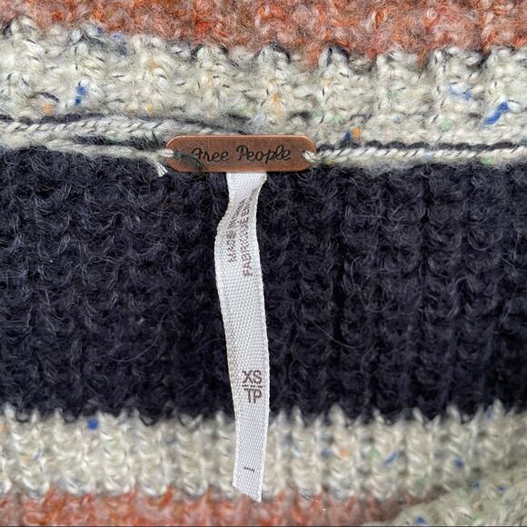 Free People Sid Striped Sweater Oversized Boatneck Eyelet Long Sleeve Tunic XS - Picture 8 of 10